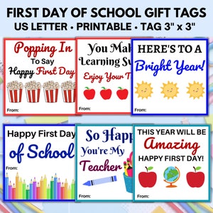 First Day of School Gift Tag, Back to School Tags, 1st Day of School Printable Tags