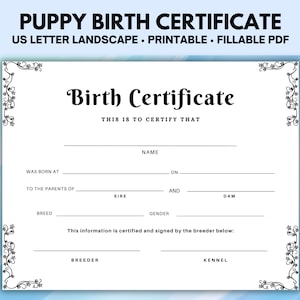 Geboorteakte puppy, fokkersdocumenten en formulieren, geboorteakte hond invulbare PDF