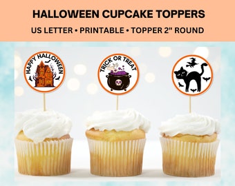 Halloween Cupcake Toppers Printable, Halloween Party Favors