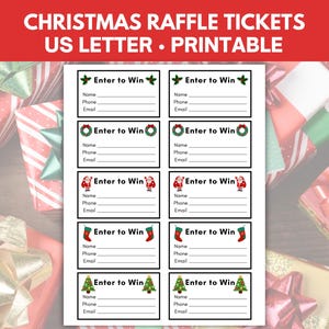 Santa Clause Raffle Christmas Raffle Tickets Printable, Christmas Giveaway, Holiday Raffle ...