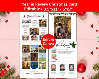 Year in Review Christmas Card Editable Printable, Year End Reflection