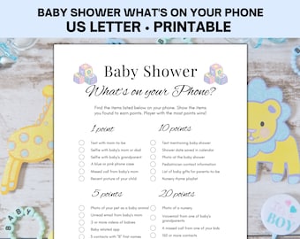 Baby Shower What's in Your Phone Game, Co Ed and Mom or Dad Baby Shower Game