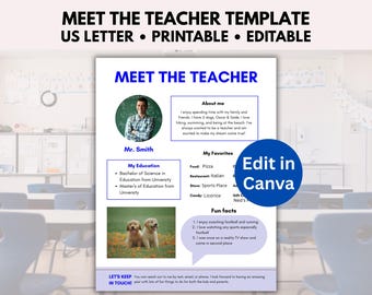 Meet the Teacher Template Editable, Meet the Teacher Boho, All About My Teacher, Get to Know Teacher Survey, Teacher Favorite Things