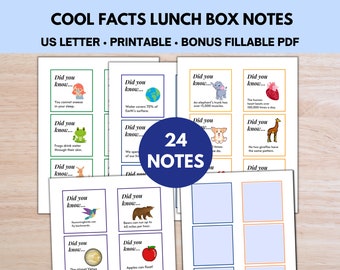 Coole Fakten Lunchbox-Notizen für Kinder, Lunchbox-Notizen, Lunch-Notizen, Lunchbox-Karten