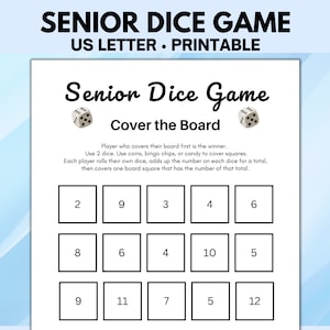 Würfelspiel für Senioren, druckbare Spiele für Senioren, Spiele für den Ruhestand, Spiele für Rentner, Seniorenspiele, Candy Dice Game zum Ausdrucken