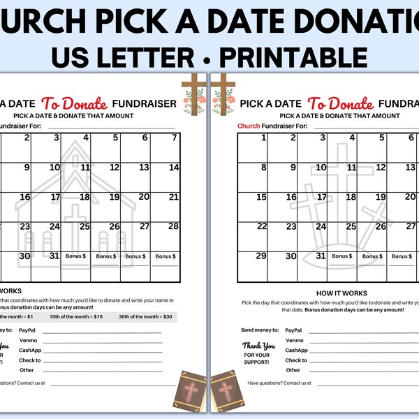Pick a Date to Donate Fundraiser Etsy