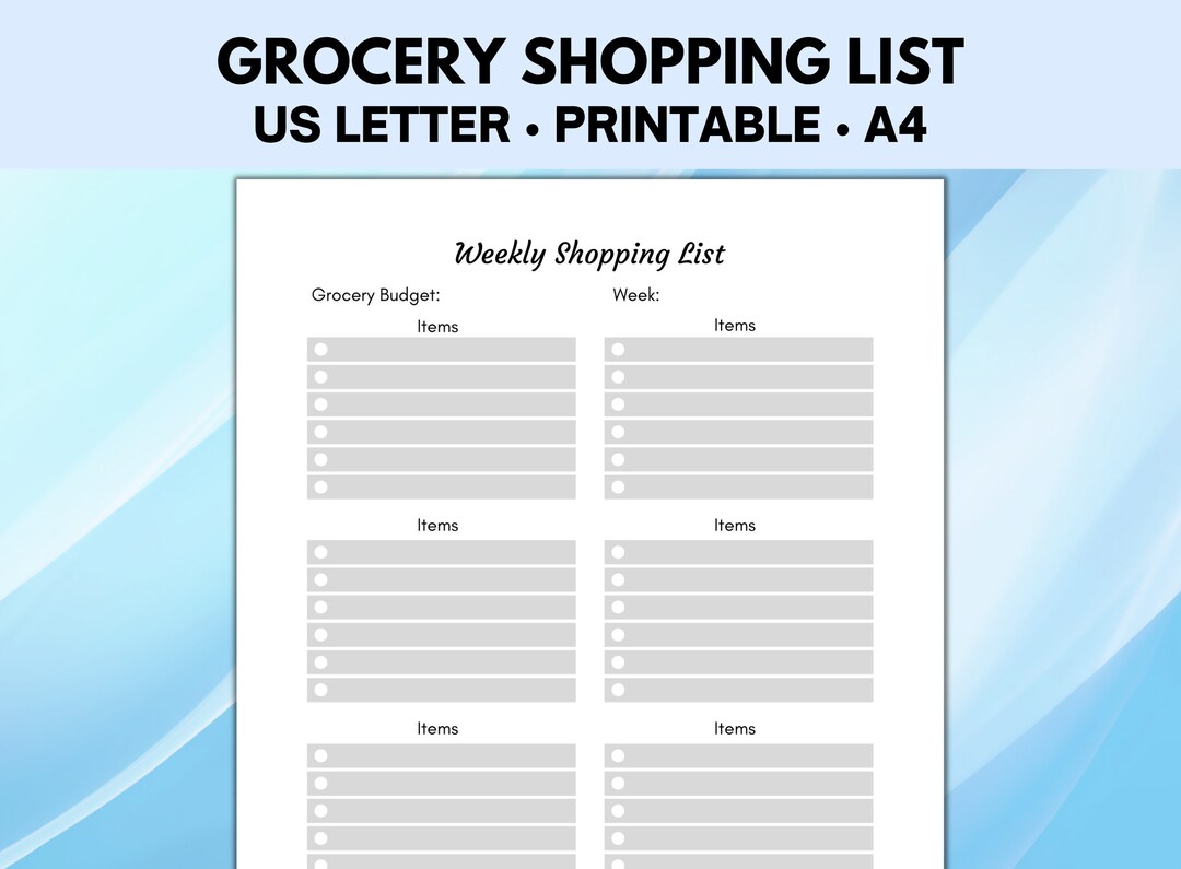 Grocery Shopping List, Printable Grocery List, Shopping List Fridge, Multi Store Shopping List