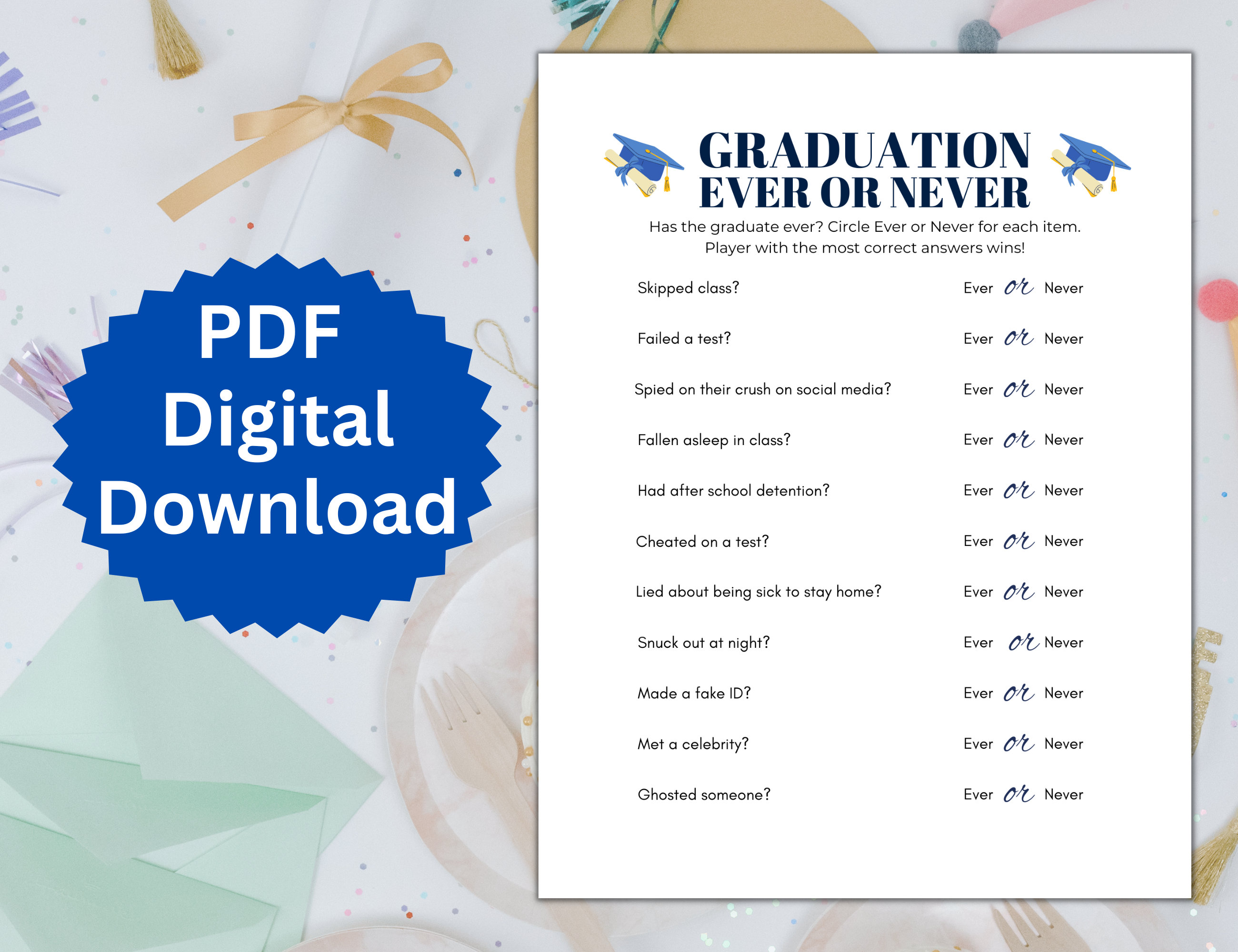 Graduation Ever or Never Game, Graduation Party Games Printable, How ...