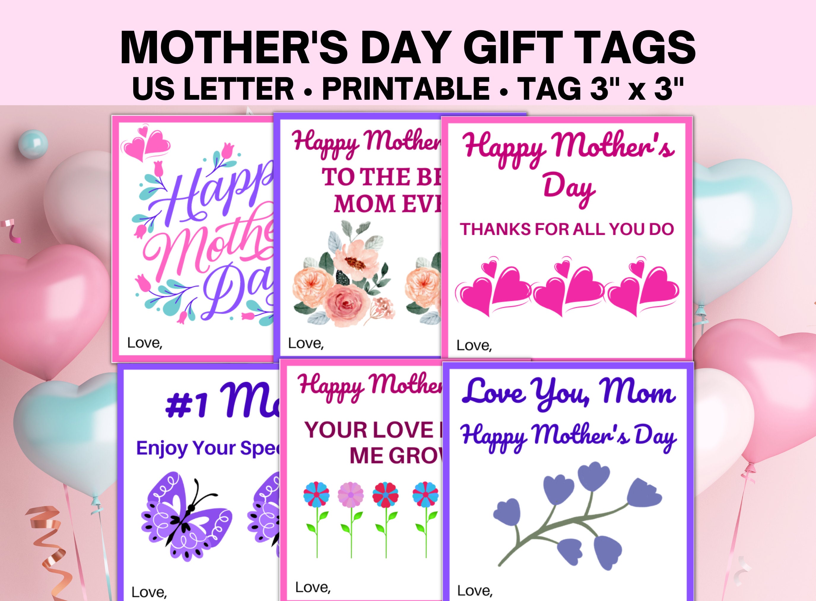 Mother's Day Gift Tags Printable, Best Mom Ever Gift Tag - Etsy