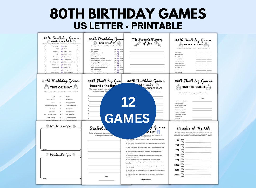 80th Birthday Party Games and Ideas, Cheers to 80 Years - Etsy
