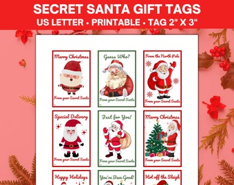 Secret Santa Gift Tags Printable, From Santa Gift Tags, Santa Gift Tag, Printable Gift Tags, Christmas Gift Tags, Gift Tag pdf Christmas