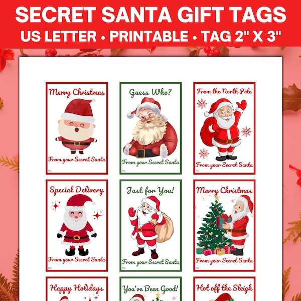 Secret Santa Gift Tags Printable, From Santa Gift Tags, Santa Gift Tag, Printable Gift Tags, Christmas Gift Tags, Gift Tag pdf Christmas