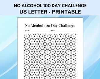 No Alcohol 100 Days Challenge, Quit Alcohol, 100 Day Challenge, 100 Day Goal Challenge, Self Care Challenge
