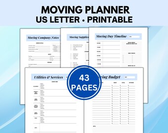 Moving Planner Printable, Moving Checklist and Binder, Moving Labels and List for   Organization