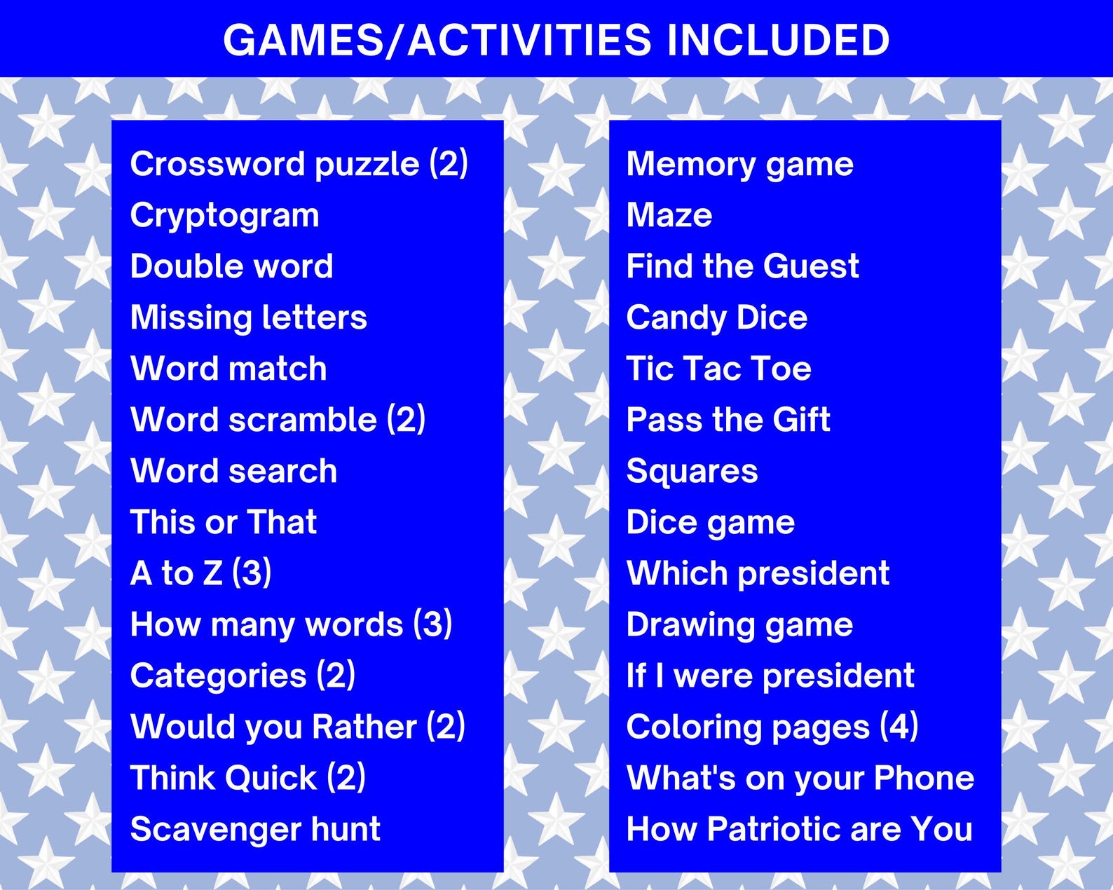 250 Years Games and Activities, 4th of July Games, Patriotic Games ...