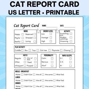 Informe de gato, informe imprimible de cuidado de gatos, planificador de cuidado de gatos, notas de cuidado de gatos, lista de verificación de cuidado de gatos, informe de mascota, lista de verificación de cuidado de gatos