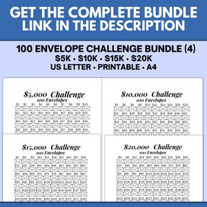 100 Envelope Challenge Printable, 10k Savings Challenge, 10000 Savings ...