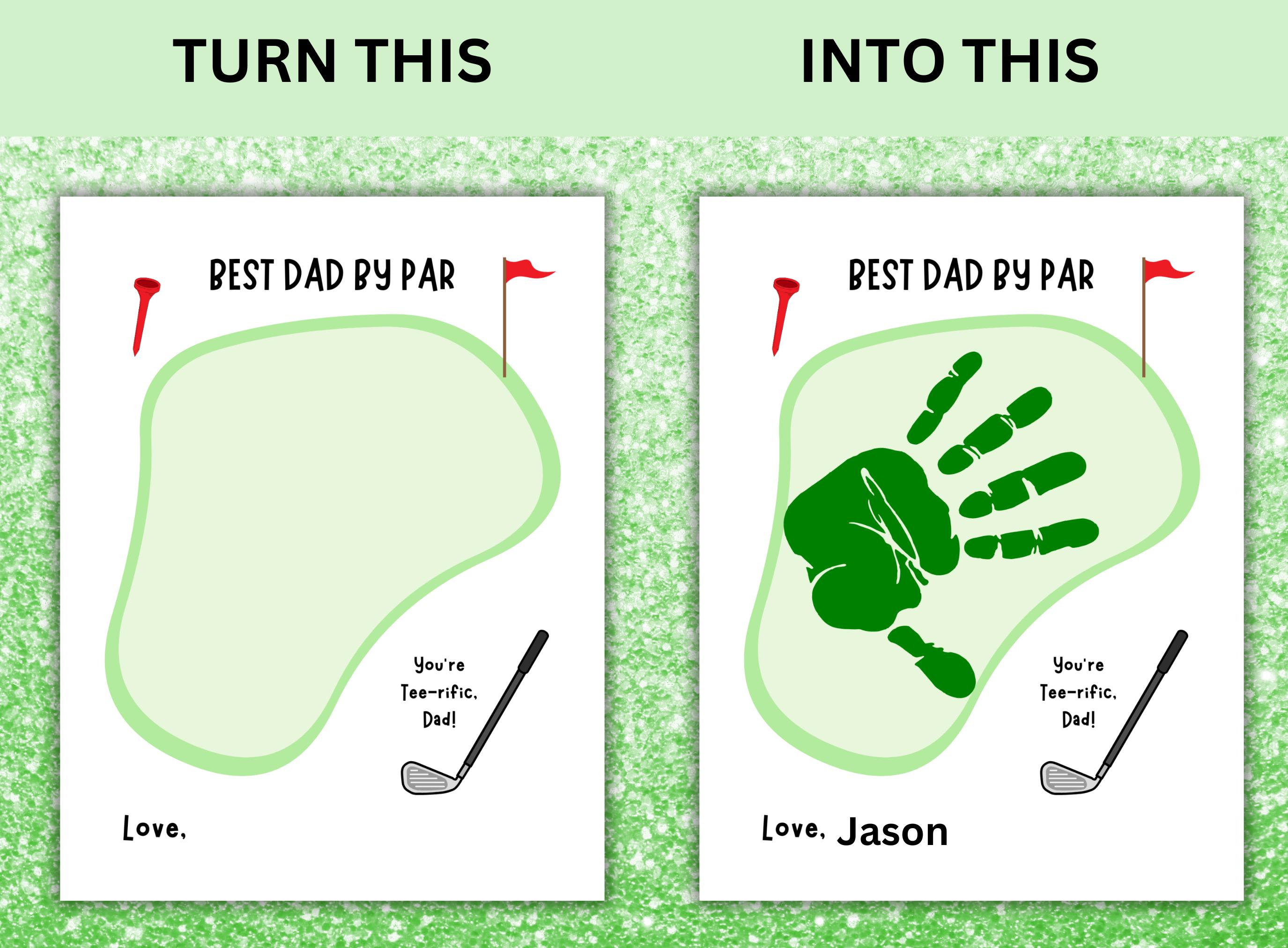 Dad Golf Handprint Art, Best Dad by Par, Daddy Handprint Art Craft for ...