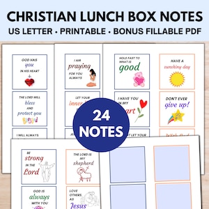 Christian Lunch Box Notes for Kids, Lunch Notes, Lunch Box Cards