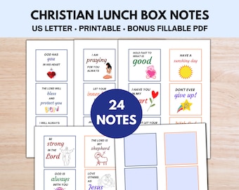 Christian Lunch Box Notes for Kids, Lunch Notes, Lunch Box Cards
