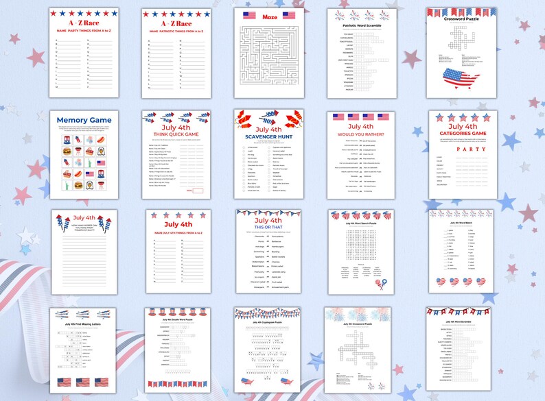 250 Years Games and Activities, 4th of July Games, Patriotic Games ...