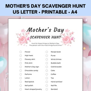 Mother's Day Scavenger Hunt Printable Scavenger Hunt - Etsy