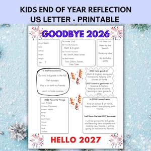 Kids New Year's Resolution and End of Year Reflection, Year in Review