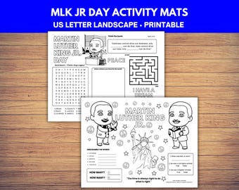 MLK Day Activity Placemat, Black History Month Kids Coloring Mats