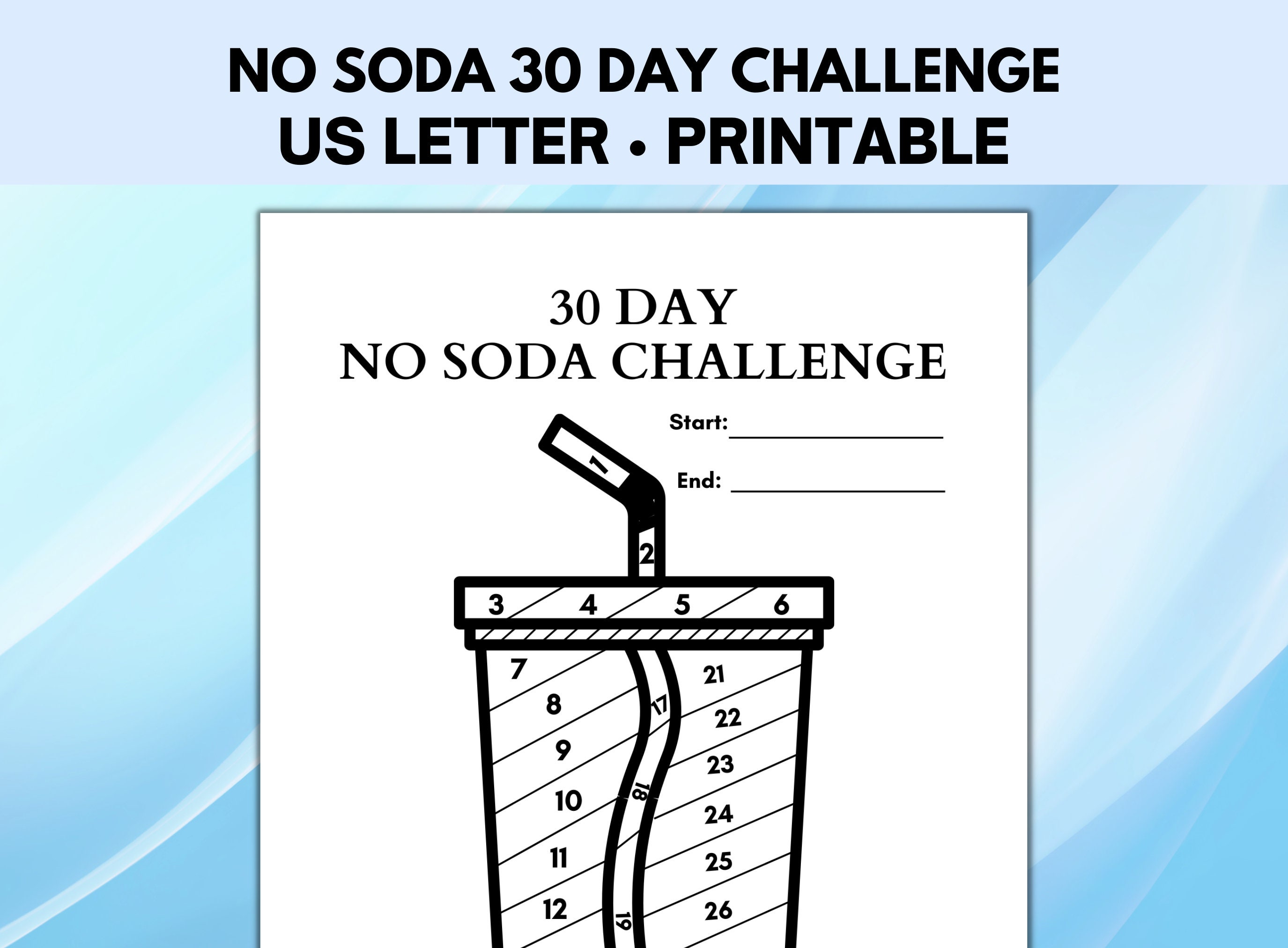 No Soda 30 Day Challenge, Self Care Challenge, No Soda Challenge