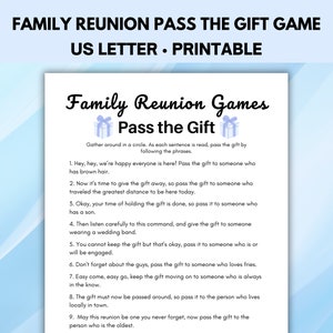 Family Reunion Pass the Gift Game, Fun Pass the Present Reunion Party Game, Family Reunion Games