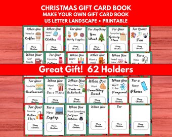 Printable Gift Card Book for Christmas, Christmas Gift Card Holders Care Package for Family, Friends, Co-Workers, Neighbors