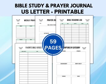 Prayer Journal Printable, Bible Study Planner, Devotional Journal