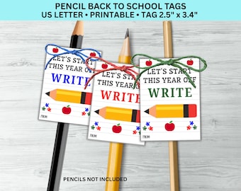 Back to School Pencil Gift Tag for First Day of School and Open House