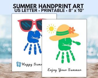 Summer Handprint Art for Kids and Toddlers, Handprint Craft for Summer Activities for Preschool and Daycare, Fingerprint Art