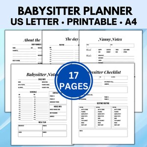 Agenda per babysitter, Appunti per babysitter, Informazioni per babysitter, Guida per babysitter, Lista di controllo per babysitter, Guida per tate, Appunti per tate, Raccoglitore per babysitter