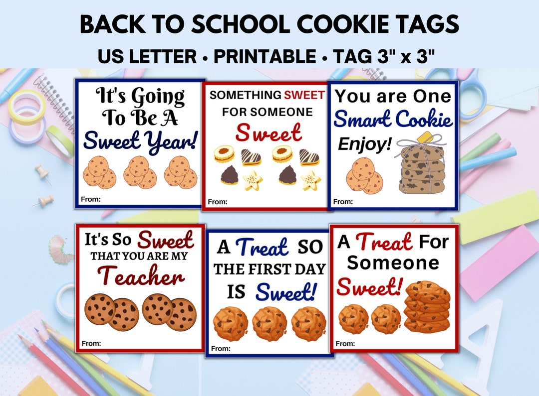 Back to School Cookie Tags and Care Package, Thank You Cookies, Teacher ...