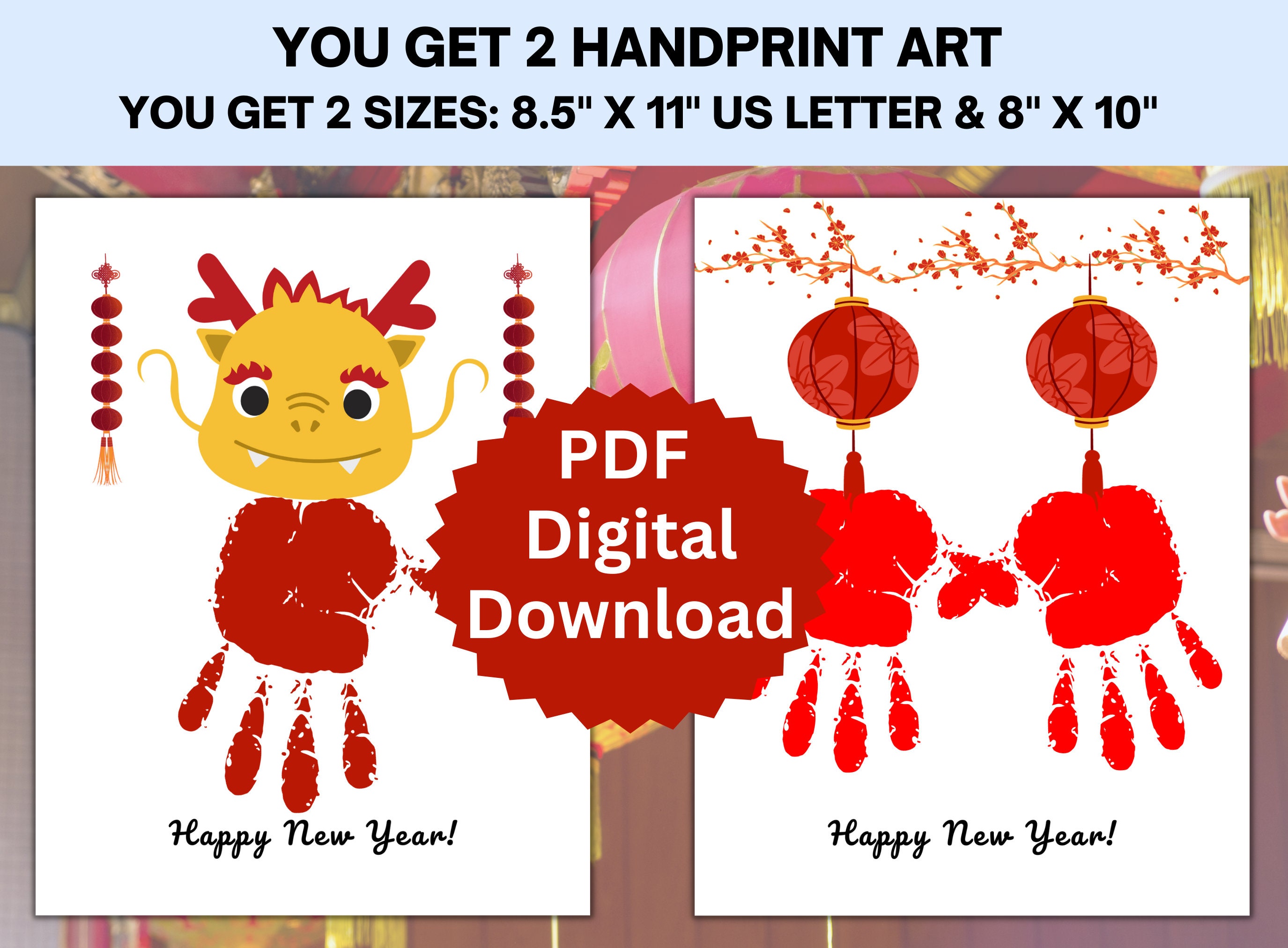 Chinese New Year Handprint Art, Handprint Craft, Fingerprint Art, Year