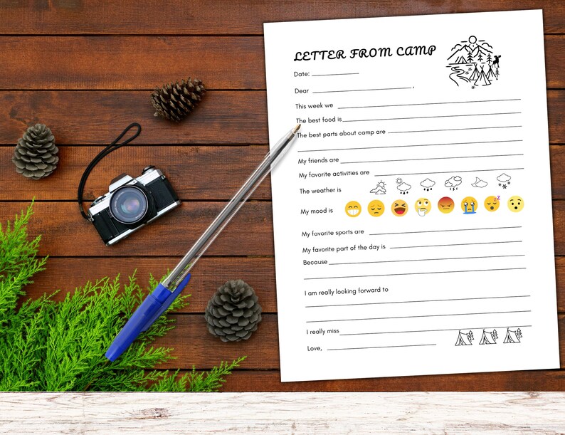 Letter From Camp for Kids, Summer Camp Letter, Kids Camping Journal Planner image 7