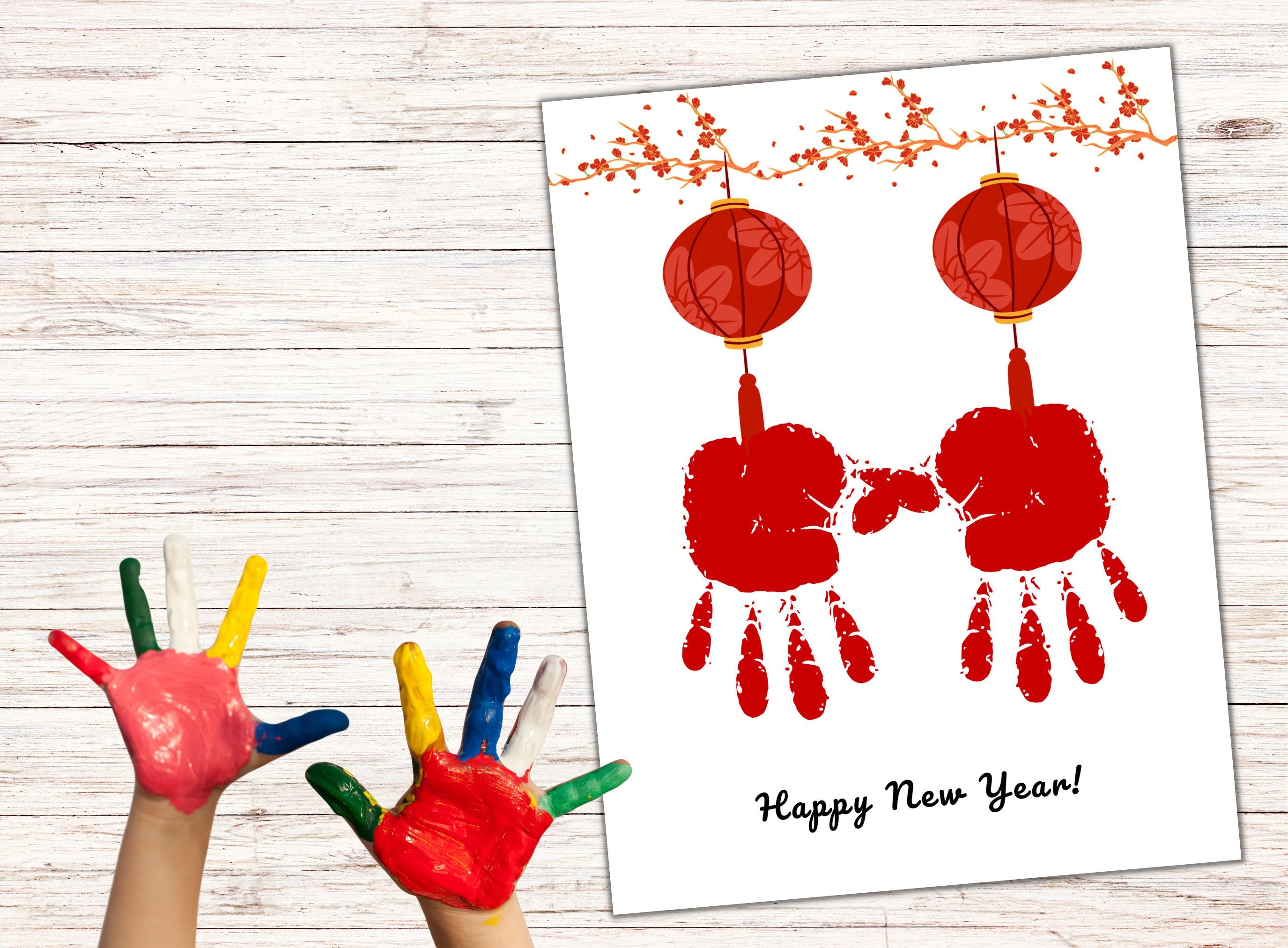 Chinese New Year Handprint Art, Handprint Craft, Fingerprint Art, Year