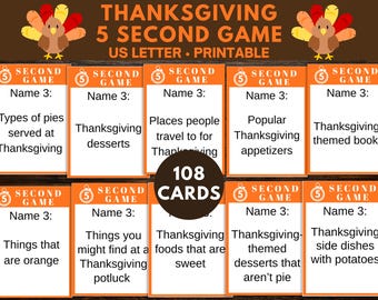 Thanksgiving 5 Second Game Trivia Group Activity