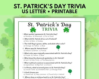 St. Patrick's Day Trivia, Irish Party Games, St. Paddy's Day Trivia