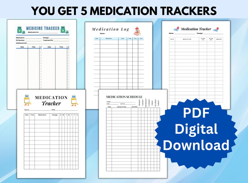 Medication Tracker Printable Bundle, Medication Chart and Daily Medication Log and Schedule for ...