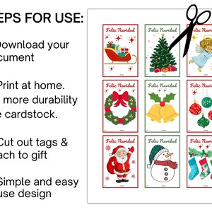 Printable Gift Tags Feliz Navidad, Christmas Gift Tags, Gift Tag Pdf ...