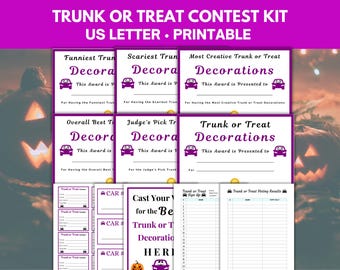 Trunk or Treat Contest Kit and Halloween Awards Certificates