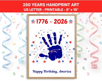 250 Years of America Handprint Art, 4th of July Keepsake