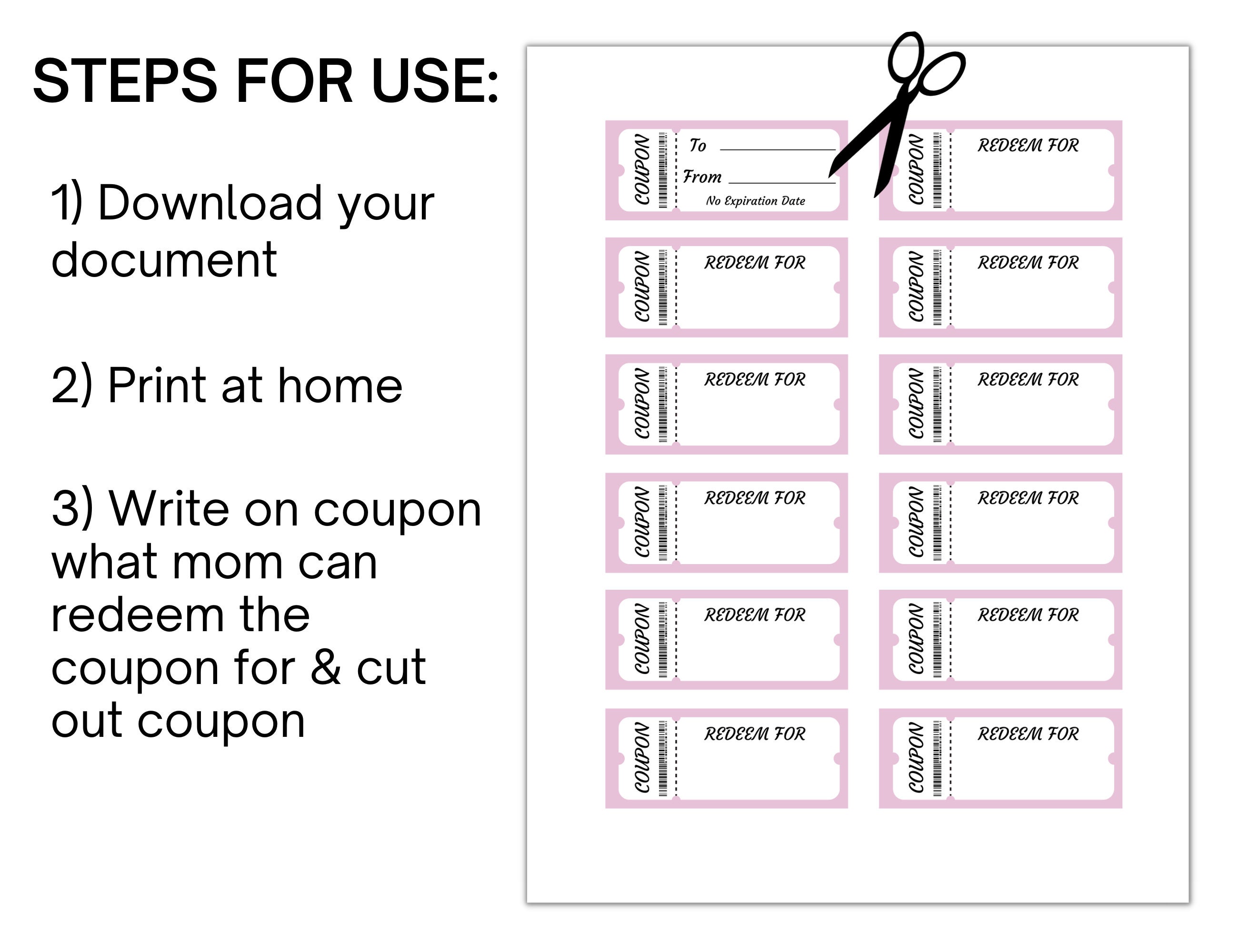 Mother's Day Coupons Printable Mom Coupon Book, Mother's Day Crafts ...