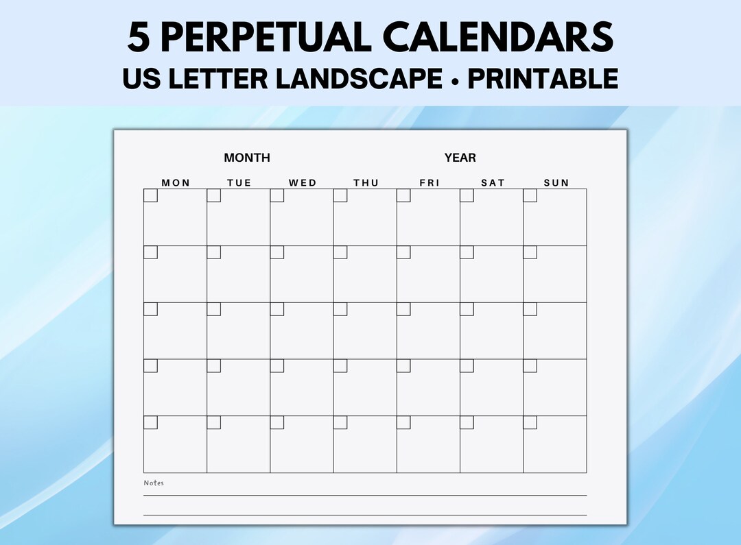 perpetual-calendar-printable-reusable-blank-calendar-with-minimalist-design-one-page-calendar-etsy