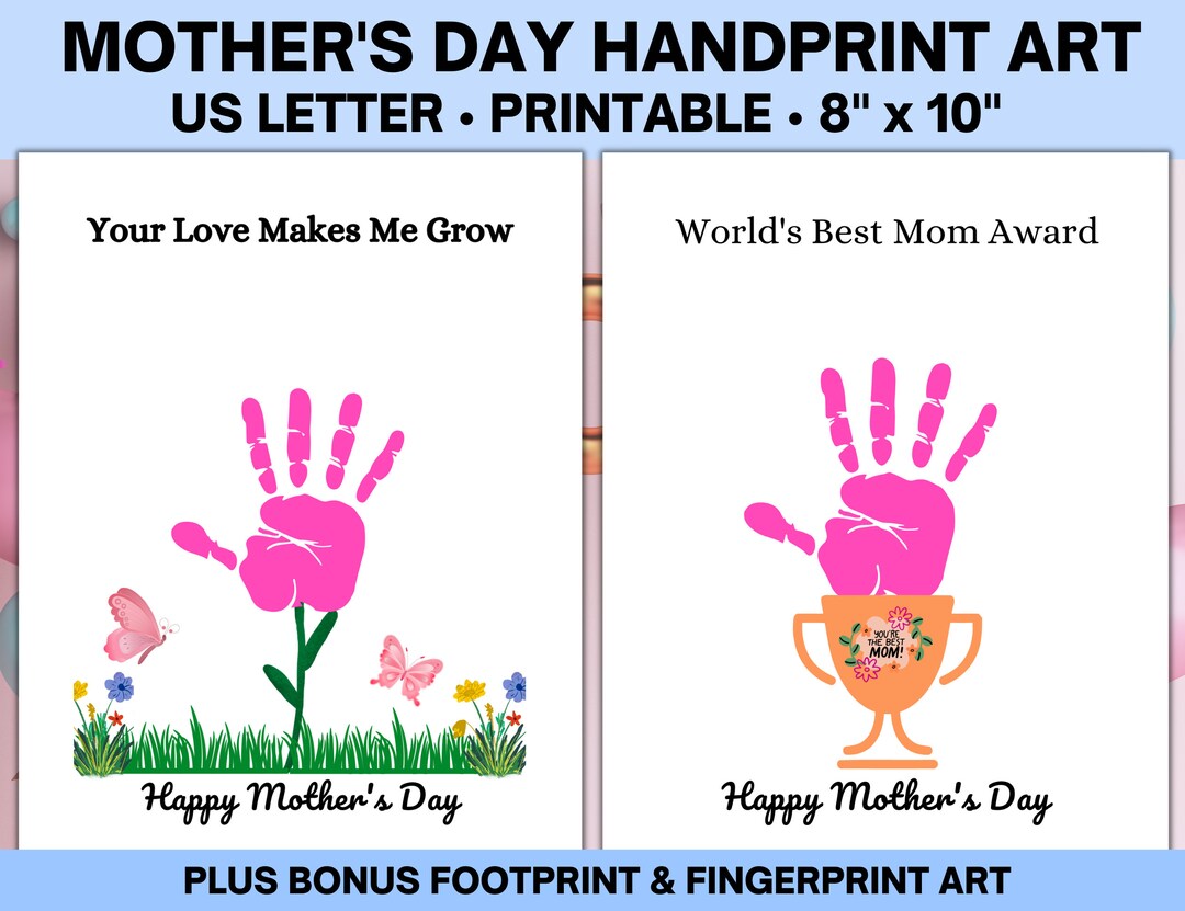 Mother's Day Handprint Printable Fingerprint Art - Etsy