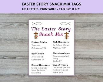 Easter Story Snack Mix Tags, Sunday School Activity Craft
