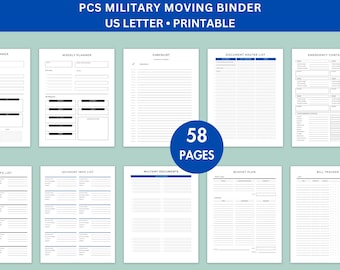 Carpeta de PCS, Planificador de mudanzas militares, Lista de verificación de PCS, Planificador de PCS para familias militares, Carpeta de mudanzas militares, Lista de verificación de mudanzas